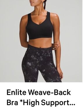 Lululemon Enlite Weave-Back Black Sports Bra High Support